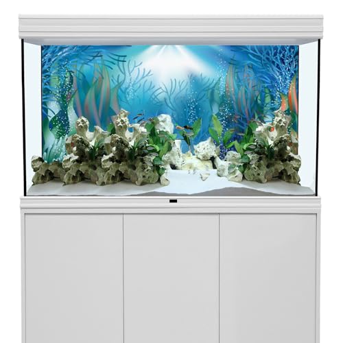 48x24 in Underwater Aquarium Backdrop Coral Pearls Fish Tank Background | AWERT Tropical Aquatic Plants Vinyl Terrarium Background - size: 48x24in/120x60cm