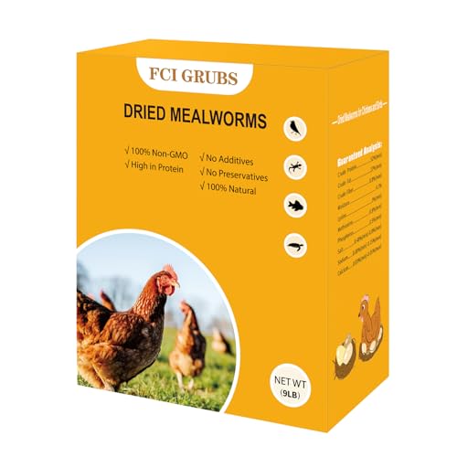 Dried Mealworms 9LB-High Protein Chicken Feed,More Protein,No Additives,Premium Organic Non-GMO,Rich in Protein Meal Worms for Chickens,Wild Birds,Laying Hens,Turkeys-Nutrient-Rich Mealworms - size: 9 Pound (Pack of 1)