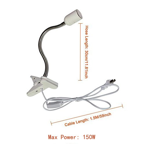 UVA/UVB Reptile Ceramic Heat Lamp - Pet Heating Bulb Holder Clamp - 110V-130V (White)