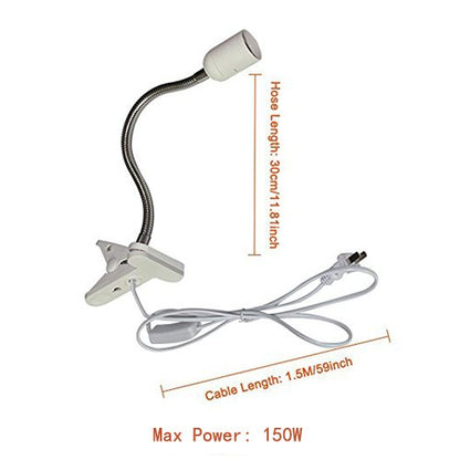 UVA/UVB Reptile Ceramic Heat Lamp - Pet Heating Bulb Holder Clamp - 110V-130V (White)
