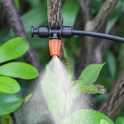 MIXC Micro Spray Emitters – Adjustable Misting Drippers for 1/4" Tubing, Push-to-Connect Misting Emitters for Drip Watering System in Patio Planters Garden Watering Systems (24 Pack)