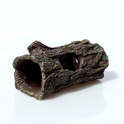fazhongfa Reptile Hide Tree Trunk Lizard Snake Gecko Axolotl Spider Turtles Bearded Dragon Tank Accessories Large Hollow Log for Aquarium or Fish Tank Resin Wood Decorations Ornament - style: Style-2