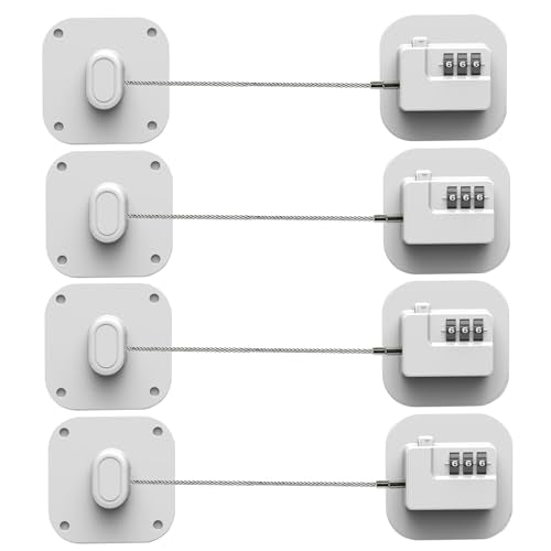 Refrigerator Lock, Combination Lock for Refrigerator Cabinets, Drawers, Heavy Duty Fridge Lock, Easy Install No Keys Needed (White-4Pack) - color: White-4Pack