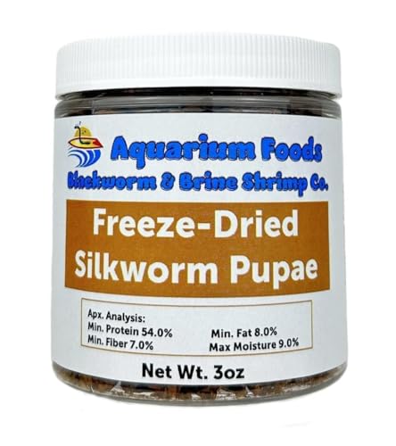Silkworm Pupae - Freeze-Dried Silkworm for Color Glossing in Koi, Pond Fish, Monster Fish, Land & Aquatic Turtles, Reptiles, Rodents, Birds…3oz Sm Round Jar - size: 3 Ounce (Pack of 1)