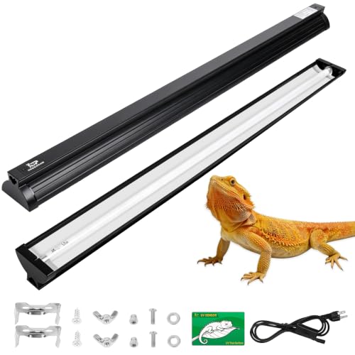 T5 Ho UVB Reptile Light Fixture Combo Kit 39W: 10.0 UVB Light for Reptiles Terrarium Hood Comes with UVB Lamp, 34'' Linear UVB Light Bar for Desert Bearded Dragon,Turtle,Gecko - UV Sensor Test Card - size: 35.4INCH-10.0