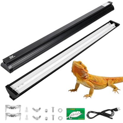 T5 Ho UVB Reptile Light Fixture Combo Kit 39W: 10.0 UVB Light for Reptiles Terrarium Hood Comes with UVB Lamp, 34'' Linear UVB Light Bar for Desert Bearded Dragon,Turtle,Gecko - UV Sensor Test Card - size: 35.4INCH-10.0