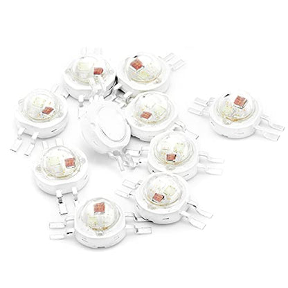 CHANZON 10pcs High Power Led Chip 3W RGB 4 pin Common Anode | (600mA for Each Color 3 Watt) Multicolor Super Bright Intensity SMD COB Light Emitter Component Diode Bulb Beads DIY Lighting - color: T) Rgb (4pins)