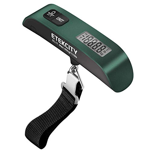 Etekcity Luggage Scale, Digital Weight Scales for Travel Accessories Essentials Suitcases , Portable Handheld Scale with Temperature Sensor, Rubber Paint, 110 Pounds, Battery Included | Travel Essentials, Air Travel, Suitcase, Hanging Hook, Rubber Grip, B