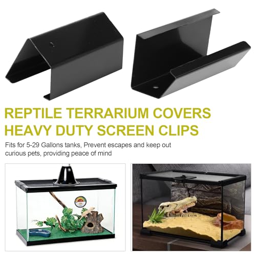 6Pack Reptile Terrarium Covers Heavy Duty Screen Clips for 5-29 Gallons, Aquarium Lid Clips for Reptile Tank Lid, Rreptile Enclosure Lock for Amphibian and Turtle Terrarium Covers
