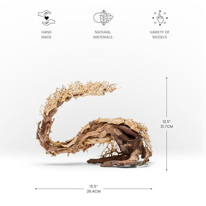 Ultum Nature Systems Bonsai - Handcrafted Hardscape Driftwood for Aquarium, Terrarium, Vivarium, Natural Aquascape Hardscape Decorations, Aquascaping Hardscape for Live Aquatic Plants - 001, Large - size: Large - 15.5x6x12.5 IN