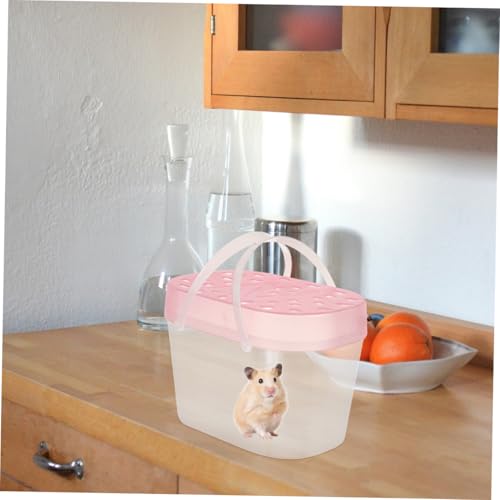 HEMOTON 2pcs Plastic Turtle Containers and Outdoor Hamster Carriers Medium Size Pink Portable Reptile Boxes Travel Cages for Small Pets