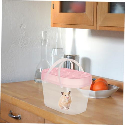 HEMOTON 2pcs Plastic Turtle Containers and Outdoor Hamster Carriers Medium Size Pink Portable Reptile Boxes Travel Cages for Small Pets