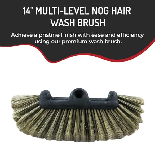 Hi-Tech NogHair Wash Brush – 14" Multi-Level Car Wash Brush TB-14X3CR – Soft Bristles for Scratch-Free Cleaning – for Cars, Trucks & SUVs – Fits Threaded Handle