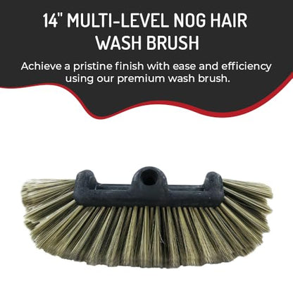 Hi-Tech NogHair Wash Brush – 14" Multi-Level Car Wash Brush TB-14X3CR – Soft Bristles for Scratch-Free Cleaning – for Cars, Trucks & SUVs – Fits Threaded Handle