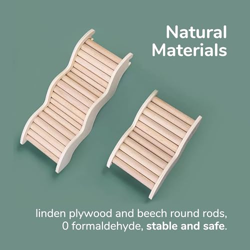 Hamster Ladder Bridge - Wooden Hamster Climbing Toy for Cage Decor and Accessories, Ideal for Hamsters, Gerbils, Mice, and Small Animals（Large-9.45"） - size: Large