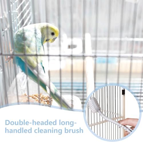 Birdcage Cleaner Set, Mini Dustpan and Brush Set, Animal Droppings Cleaning Tool for Guinea Pigs, Hamsters, Chinchillas, Rabbits, Reptiles, Hedgehogs and Other Small Animals(Gray, Blue)