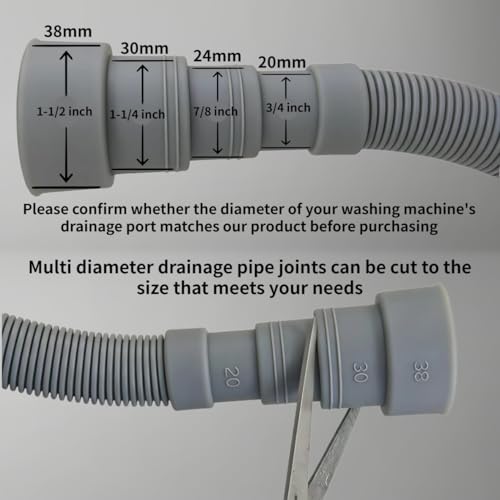 10FT Portable Washing Machine Drain Hose Extension,Extra Long Washer Drain Hose Kit with 1 Adapter, 4 Clamps and 1 U-Bend Holder - size: 10ft