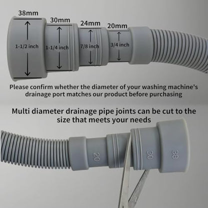 10FT Portable Washing Machine Drain Hose Extension,Extra Long Washer Drain Hose Kit with 1 Adapter, 4 Clamps and 1 U-Bend Holder - size: 10ft