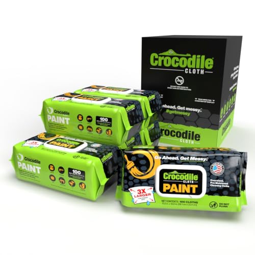 Crocodile Cloth Paint Prep & Cleanup Wipes, 6 Packs, 600 Count | Removes Paint, Adhesive, Caulk – Ideal for Painters, Contractors, Artists & DIY Work - size: 100 Count (Pack of 6)