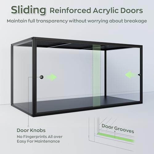 120-Gallon Reptile Enclosure, 48” x 24” x 24” Reptile Habitat Tank, Bearded Dragon Enclosure with Sliding Front Door, Top Screen Ventilation, Panoramic Viewing, Easy Installation