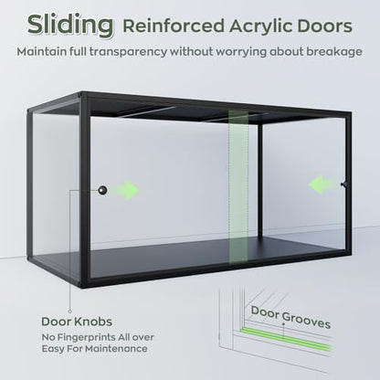 120-Gallon Reptile Enclosure, 48” x 24” x 24” Reptile Habitat Tank, Bearded Dragon Enclosure with Sliding Front Door, Top Screen Ventilation, Panoramic Viewing, Easy Installation