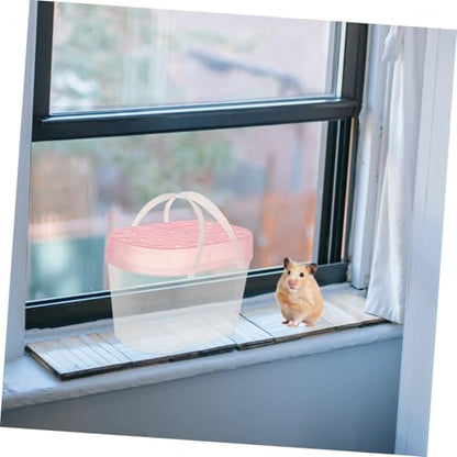 2pcs Small Pet Carriers Portable Hamster Cages Reptile Containers Medium Pink Handheld Outdoor Travel Turtle Boxes
