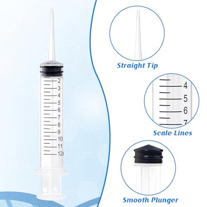 Wisdom Teeth Syringe, 12ml Dental Irrigation Syringe (10 Pack) | Sterile Individually Package with Measurement for Oral Dental Care, Tonsil Stones Removing, Lab, Liquid, Feeding - style: Straight Tip 10 Pack