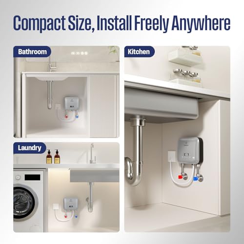 Westinghouse 6.5kW Tankless Water Heater Electric, 240V, Smart WiFi Control | Under Sink Water Heater Electric, Instant Hot Water Heater, Apolo Mini, Low Watt, Compatible with Kitchen, Sink, Gray - color: Gray 6.5