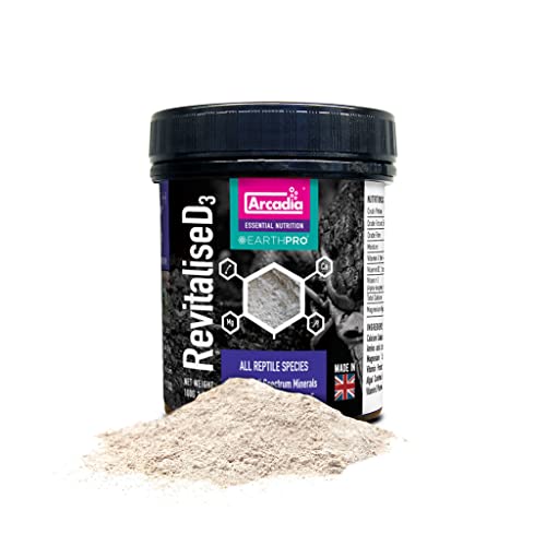 Arcadia EarthPro RevitaliseD3 Calcium Powder for Reptiles 100g – All-Natural Full Spectrum Mineral Supplement with Reptile Calcium Carbonate, Bee Pollen, and Magnesium for Complete Nutrition