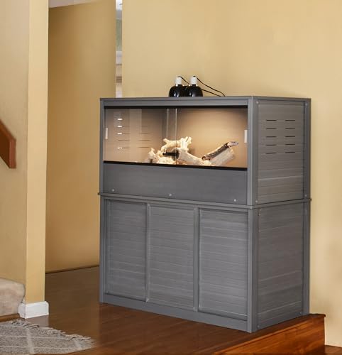 New Age Pet ECOFLEX Large Reptile Enclosure with Matching Cabinet Stand Set in Grey - color: Grey, size: Large