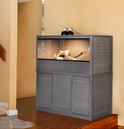 New Age Pet ECOFLEX Large Reptile Enclosure with Matching Cabinet Stand Set in Grey - color: Grey, size: Large