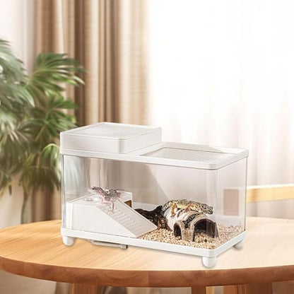Aquarium Accessories for S, Transparent Multi-Function Drainage System for Terrarium, Bearded Dragon, Terrapin, Small Reptile, White