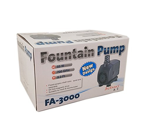 Jebao Submersible Fountain Pump for Hydroponics, Aquaponics, Waterfall, Fish Pond (FA-3000, 720GPH) | Hydroponics, Aquaponics, Waterfall, Fish Pond - size: FA-3000, 720GPH