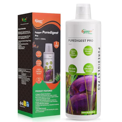 hygger Aquarium Water Bio-Clarifier, Reducing Fish Waste and Cleaning Organic Sludge, Natural Fish Tank Aquarium Leave-in Waste Management Solution for Freshwater and Saltwater Tanks, 1000 ML - size: 1000 ML