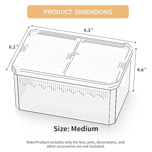 9.3" Clear Magnetic Door Reptile Terrarium for Gecko & Frog | Clear acrylic magnetic door; top grid vents for airflow. Non-stick, wipe-clean surface. Fits geckos, insects & crabs - color: White, size: 9.3x6.2x4.6 Inch