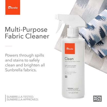 Sunbrella Clean Multi-Purpose Fabric Cleaner | Non-PFAS | 16 Fl Oz | All-in-One Solution for Water-Safe Upholstery and Vinyl; Lifts Everyday Stains and Spills - size: 16 Fl Oz (Pack of 1)