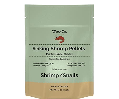 Wpc-Co. Aquarium Shrimp Food - Sinking Pellets for Aquatic Shrimp, Snail, Bottom Feeders - Complete Nutrition for Tropical Shrimps and Other Invertebrates