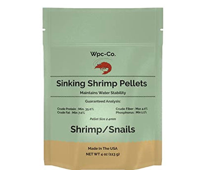 Wpc-Co. Aquarium Shrimp Food - Sinking Pellets for Aquatic Shrimp, Snail, Bottom Feeders - Complete Nutrition for Tropical Shrimps and Other Invertebrates