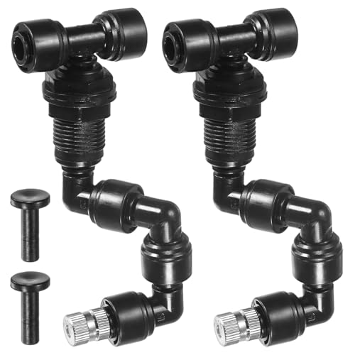 M METERXITY 2-Pack Reptile Mister Nozzles, 0.7mm Pore Copper 1/4" Reptile Misting Spray Nozzle with Plug for Terrarium/Vivarium, 360 Degree Adjustable Detachable Nozzles [Black] - size: 0.7mm