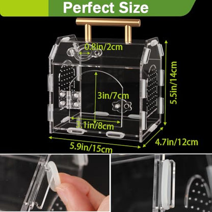 Acrylic Jumping Spider Enclosure with Magnetic Lock | 3mm clear acrylic magnetic front door & feeding port for escape-proof care