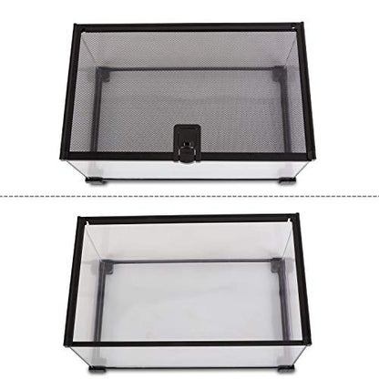 REPTI ZOO 10 Gallon Reptile Tank Glass Natural Cages Terrarium 20" x 12" x 10" Sliding Screen Top for Reptile Hamster Hedgehog Small Animals