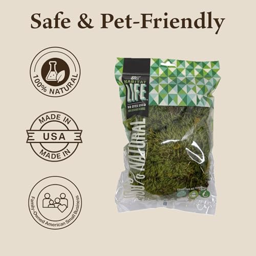 Mood Moss for Terrarium Habitats, Small 1-Pack | Preserved Moss for Reptiles, Amphibians & Invertebrates Terrariums, Humidity Control, Soft, Dye-Free, Family Owned, USA Made - size: Small 1-pack, style: Mood Moss