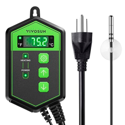 VIVOSUN Digital Heat Mat Thermostat Controller, 40–108 ºF 1000W for Reptiles, Seedlings, Germination, Incubation and Fermentation | 40–108 ºF 1000W for Reptiles, Seedlings, Germination, Incubation and Fermentation