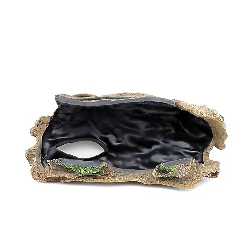 JIHAQUA Aquarium Resin Bark Terrarium Decor Lizard, Snake or Reptile Hide | Spider and Aquarium Fish Hide Cave