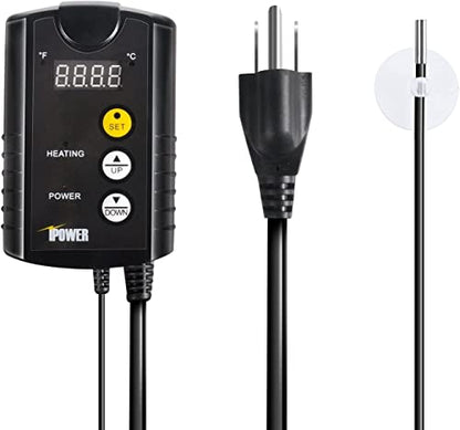 iPower GLHTMTCTRLHTMTL 48" x 20" Warm Hydroponic Seedling Heat Mat and Digital Thermostat Control Combo Set for Plant Germination, Black - size: 48" x 20", style: with Controller