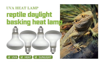 Reptile Heat Lamp 100W Amphibians UVA Daylight Basking Spot Light Bulb for Reptiles, Lizard, Tortoise, Bearded Dragon,Chicken 4 Pack