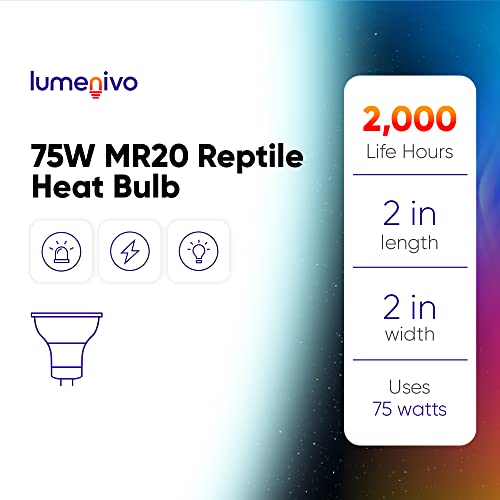 75W MR20 Heat Light Bulb for Reptiles Reptile Light - 1 Pack | Carolina Custom Cages UVB Halogen Basking Light GU10 Twist Lock Base Bulb for Turtle · Bearded Dragon · Other Reptiles