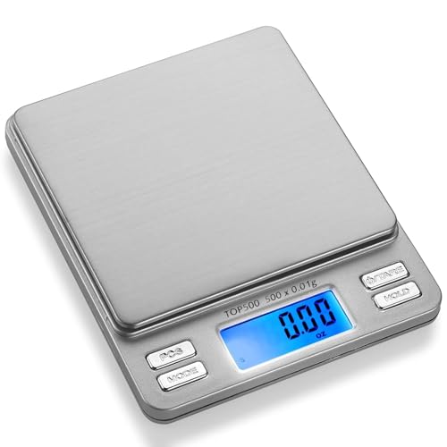 Smart Weigh Digital Pro Pocket Scale 500g x 0.01g – 6 Units: g, oz, gn, ozt, DWT, ct – High Precision for Kitchen, Herbs & Jewelry – Includes Hold/Counting, 2 Trays & Batteries - size: 500 Grams