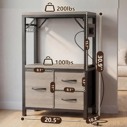 Heybly 5-10Gal Fish Tank Stand with Drawer, Power Outlet,200lbs HAS002SSG-1 | Aquarium Stand,Heavy Duty Metal Frame for Fish Tank, Turtle & Reptile Terrarium, 20.5" × 10.2" Top, Rustic Gray - color: Greige, size: 5-10 gal