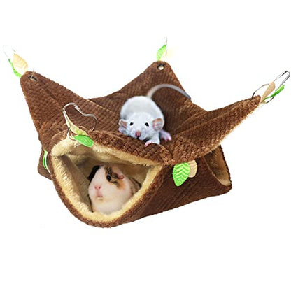 LEFTSTARER Ferret Rat Hammock Bed - Guinea Pig Tunnel Hideout Cage Accessories Toy for Hamster Sugar Glider Chinchilla (3.Bunkbed Hammock) - color: 3.Hammock